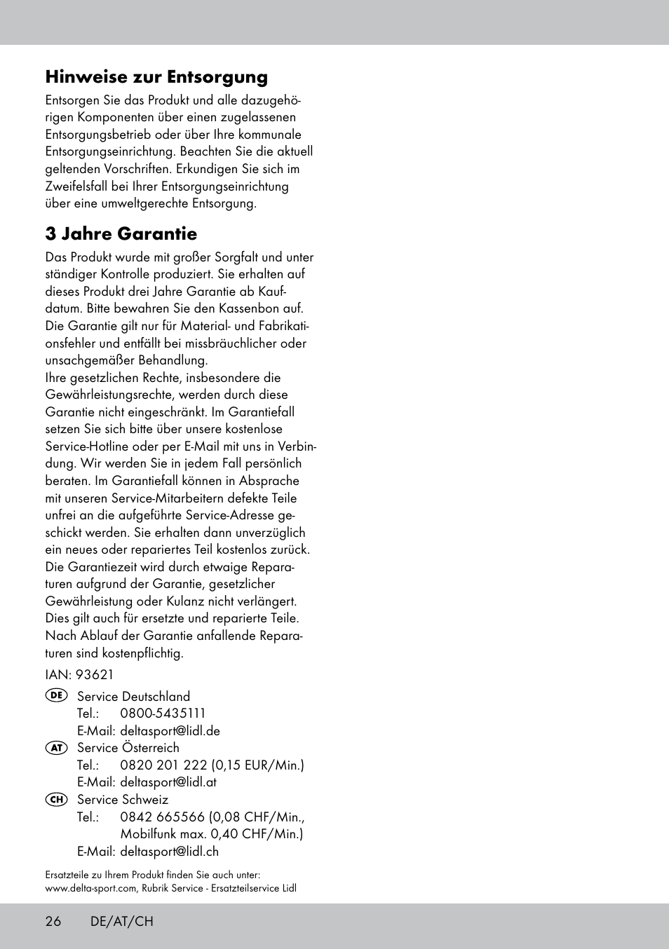 Hinweise zur entsorgung, 3 jahre garantie | Crivit Yoga Block Style_Yogaball User Manual | Page 26 / 28