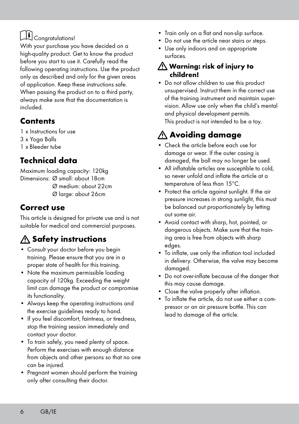 Crivit Yoga Block Style_Yogaball User Manual | Page 6 / 28