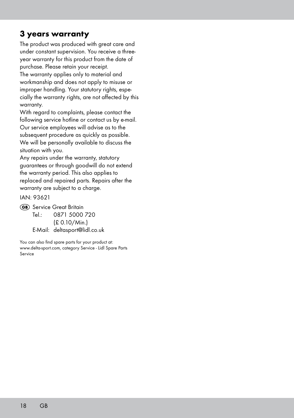 3 years warranty | Crivit Yoga Block Style_Yogaball User Manual | Page 18 / 20