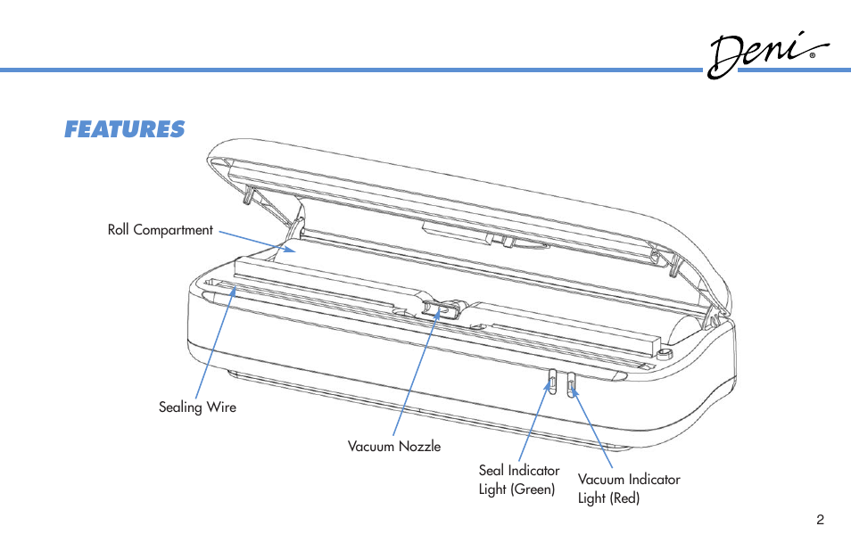 Features | Deni Freshlock Vacuum Sealer 1331 User Manual | Page 3 / 8
