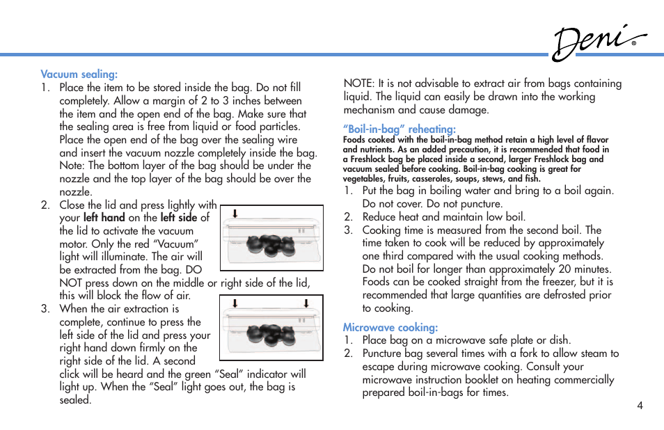 Deni Freshlock Vacuum Sealer 1331 User Manual | Page 5 / 8