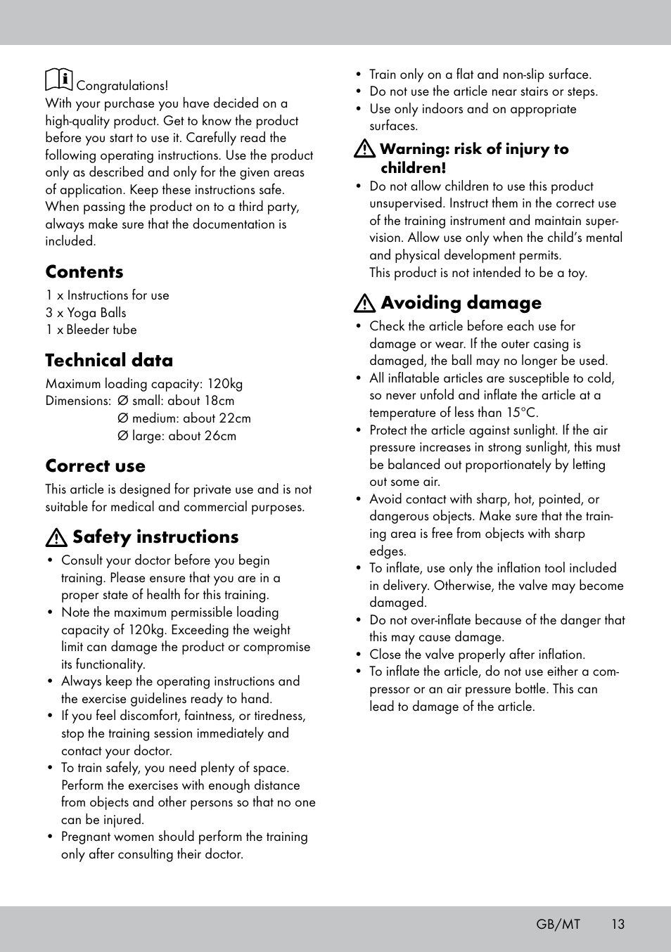 Crivit Yoga Block Style_Yogaball User Manual | Page 13 / 20