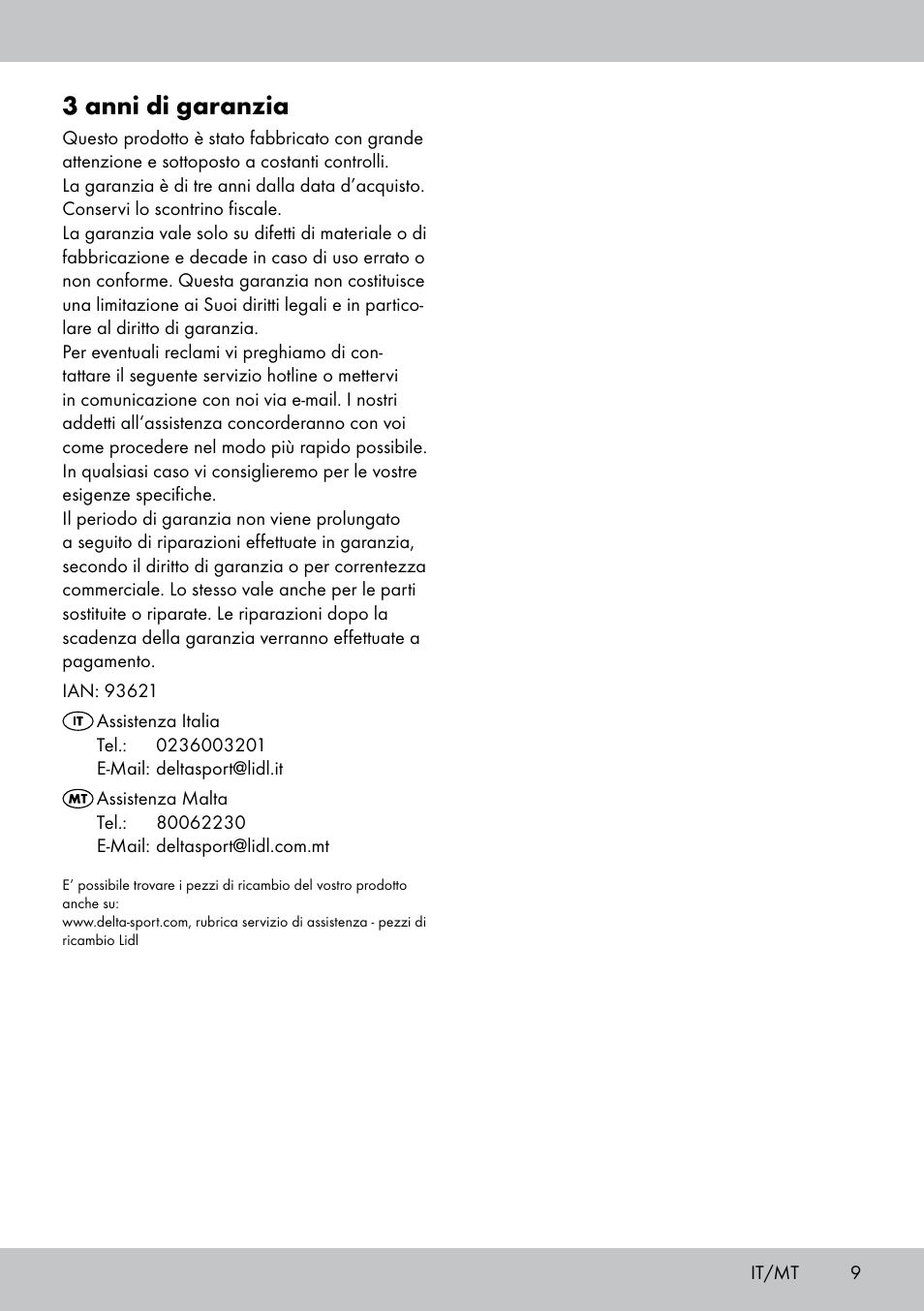 3 anni di garanzia | Crivit Yoga Block Style_Yogaball User Manual | Page 9 / 20
