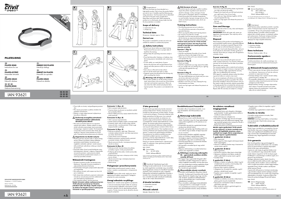 Crivit Yoga Block Style_Pilatesring User Manual | 2 pages