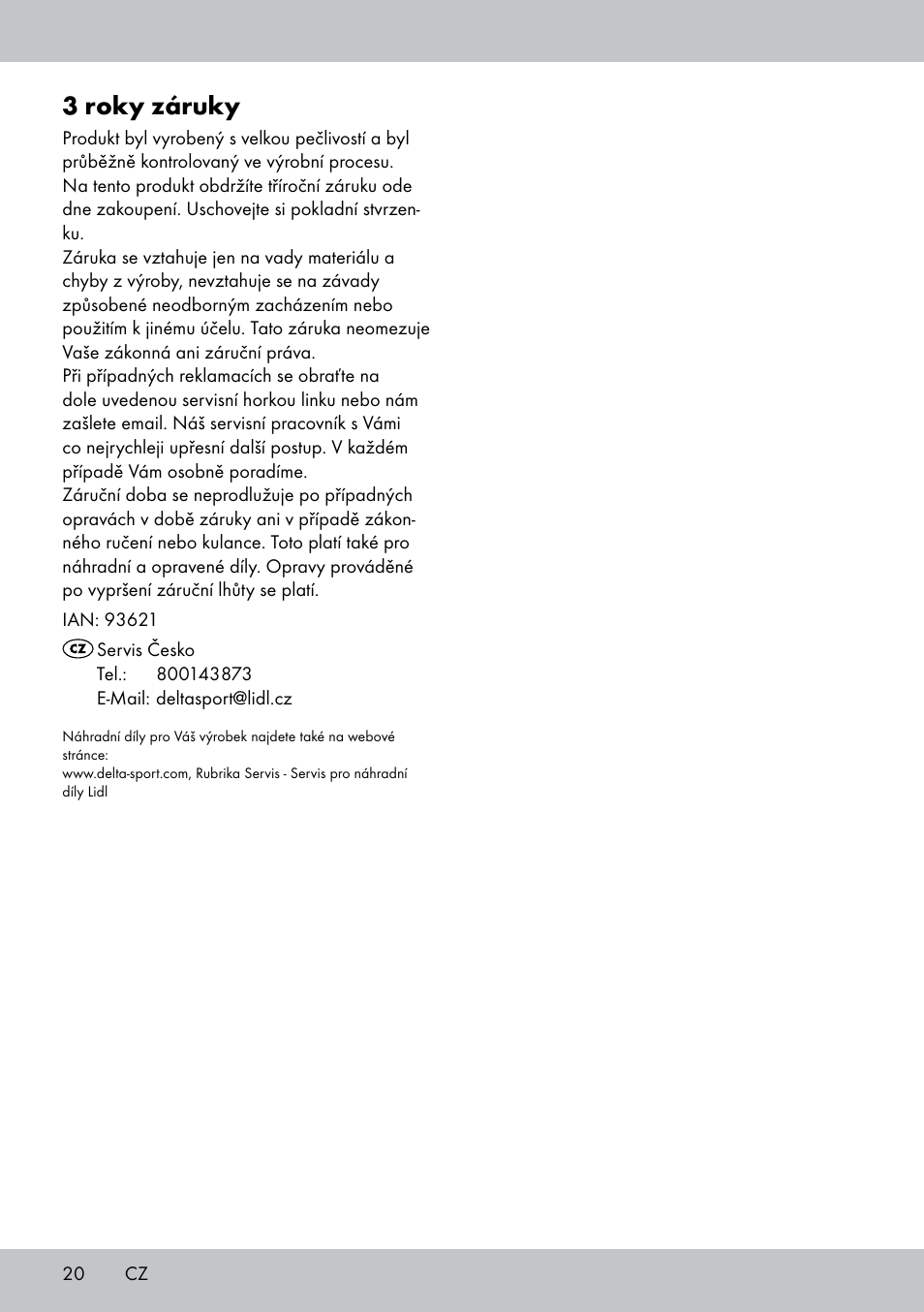 3 roky záruky | Crivit Yoga Block Style_Yogaball User Manual | Page 20 / 28