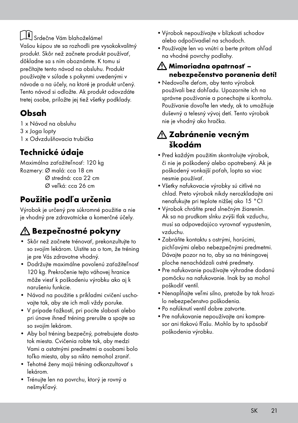 Crivit Yoga Block Style_Yogaball User Manual | Page 21 / 28