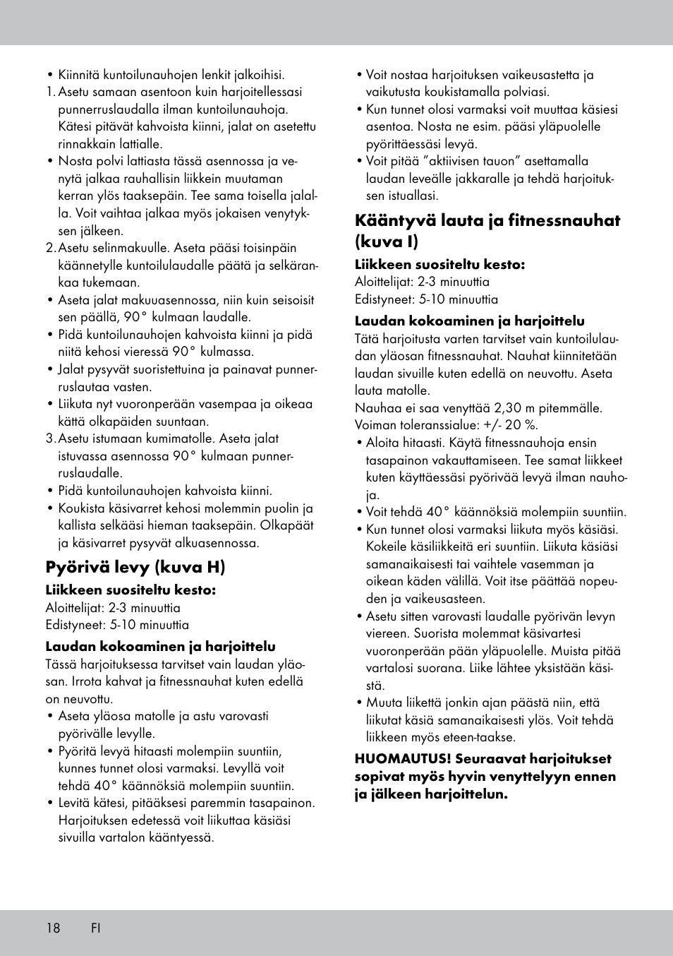 Kääntyvä lauta ja fitnessnauhat (kuva i), Pyörivä levy (kuva h) | Crivit FB-1539 User Manual | Page 18 / 64