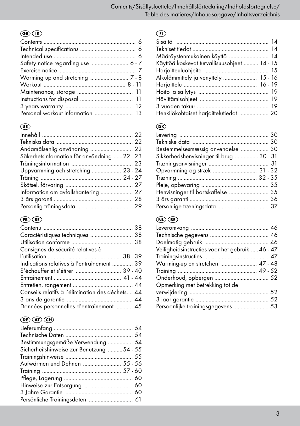 Crivit FB-1539 User Manual | Page 3 / 64
