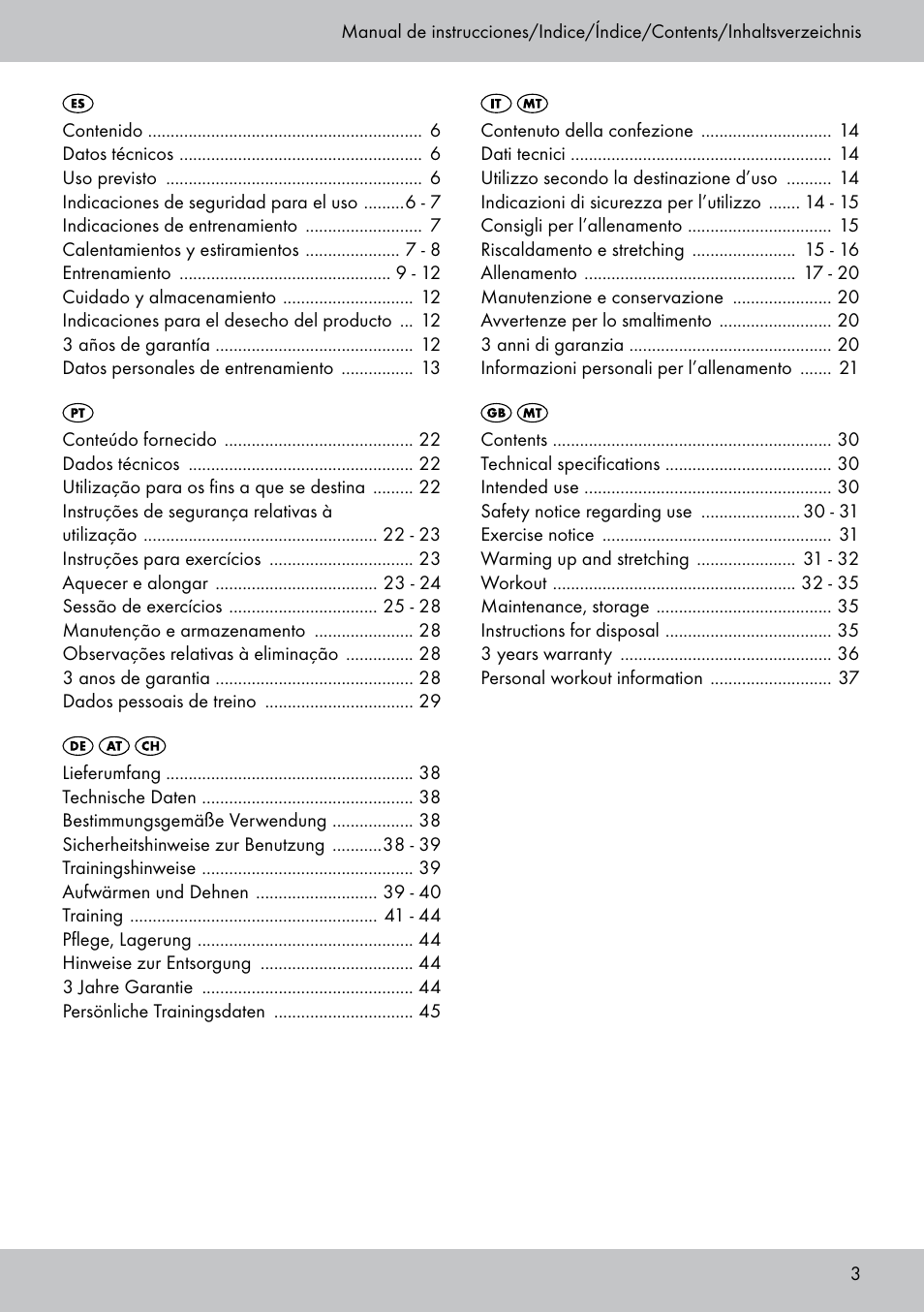 Crivit FB-1539 User Manual | Page 3 / 48