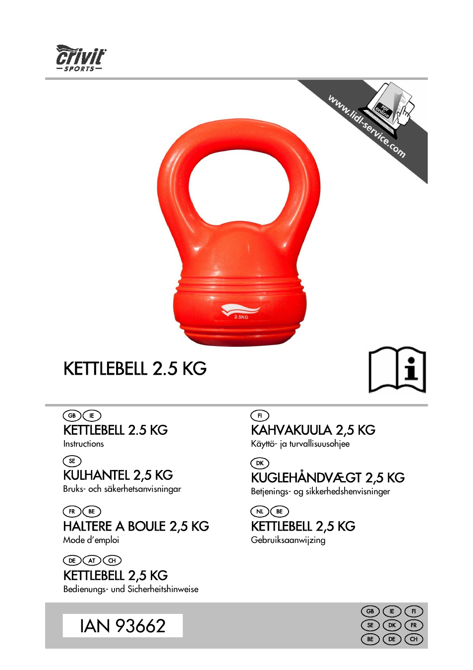 Crivit 2.5kg Kettlebell User Manual | 21 pages