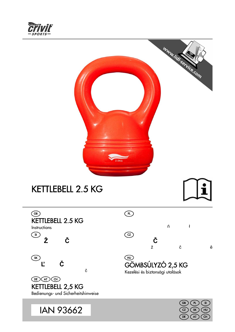 Crivit 2.5kg Kettlebell User Manual | 20 pages