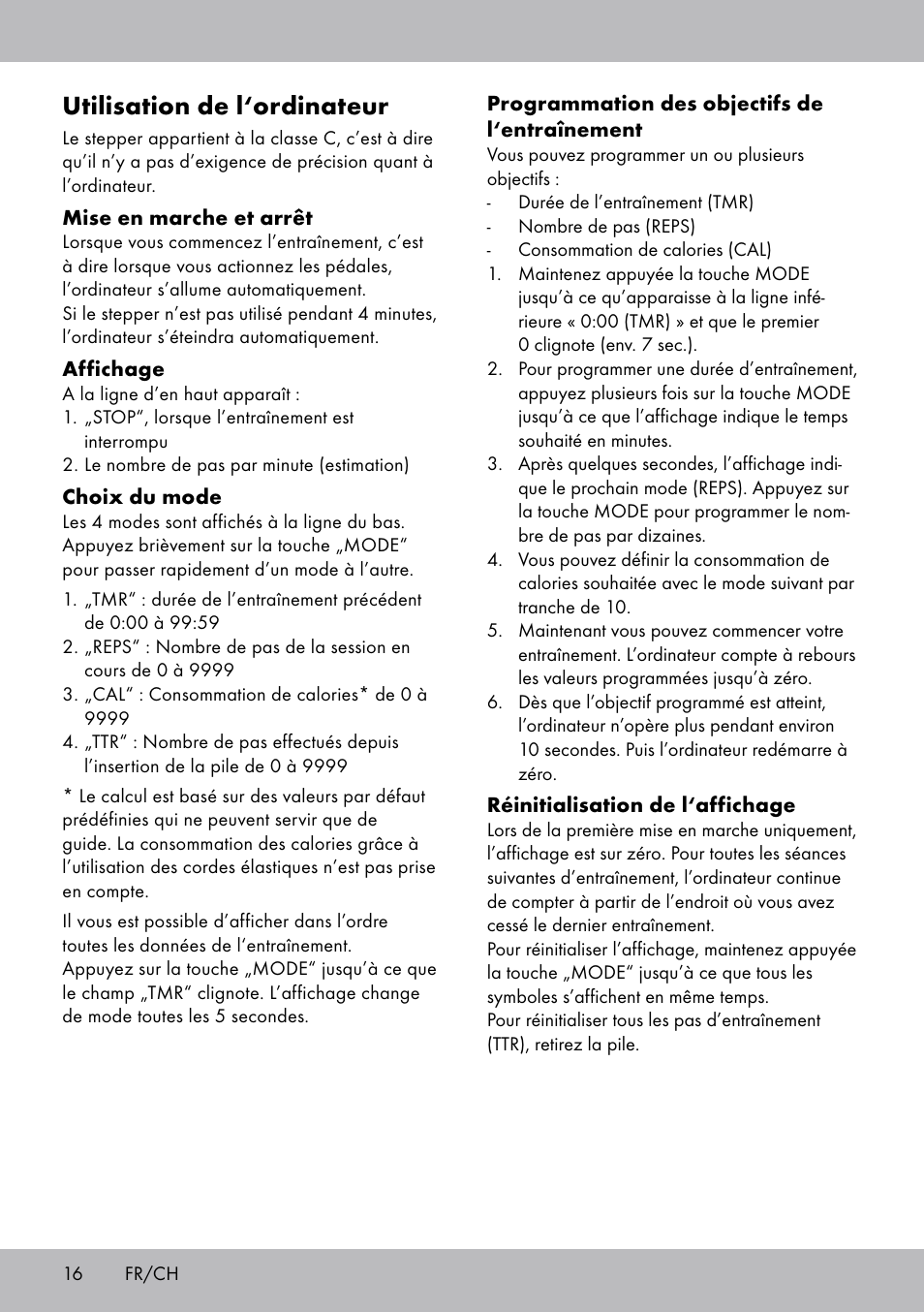 Utilisation de l‘ordinateur | Crivit SW-1652 User Manual | Page 14 / 43