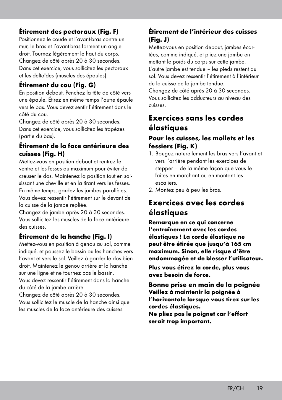 Exercices sans les cordes élastiques, Exercices avec les cordes élastiques | Crivit SW-1652 User Manual | Page 17 / 43