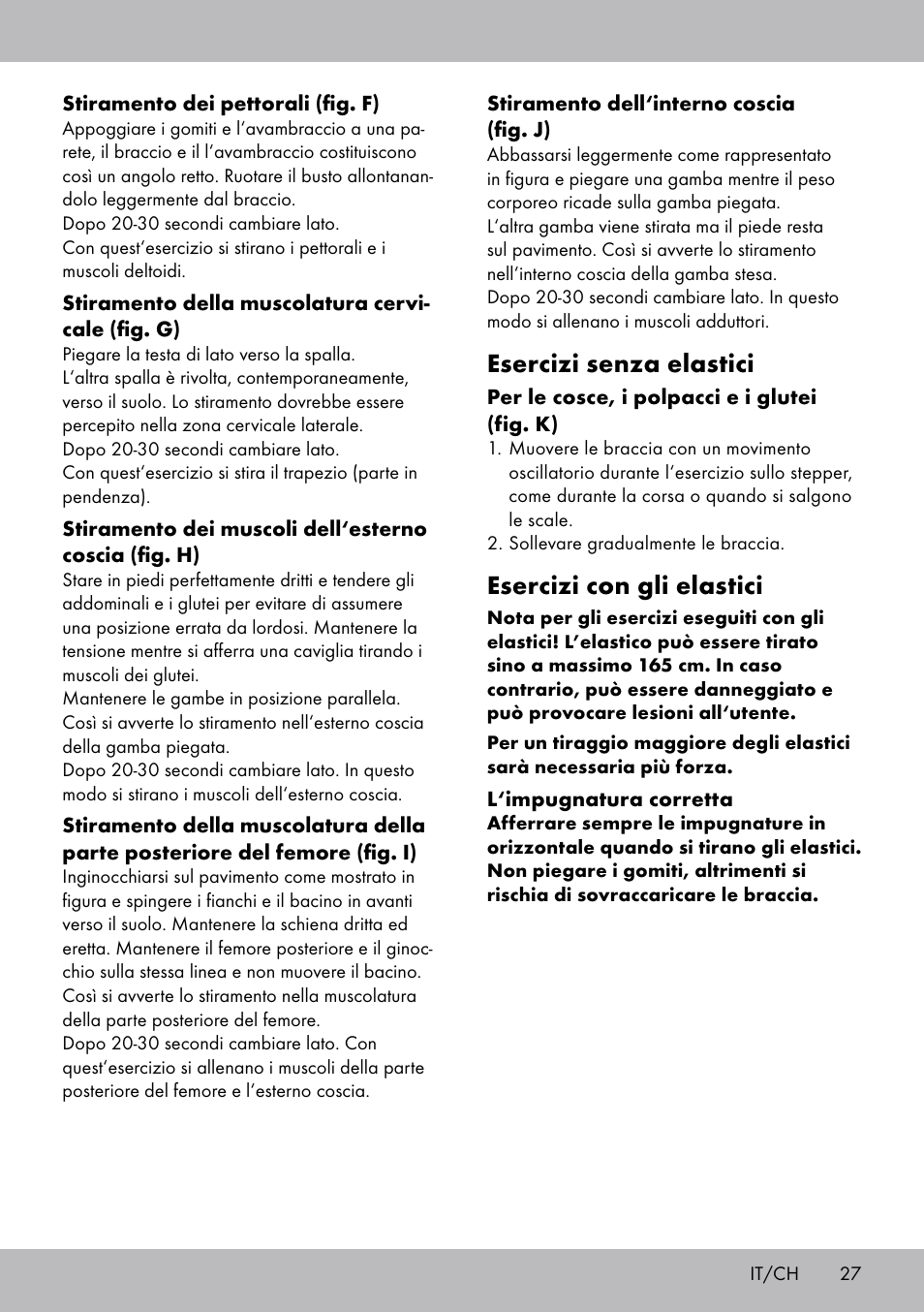 Esercizi senza elastici, Esercizi con gli elastici | Crivit SW-1652 User Manual | Page 25 / 43
