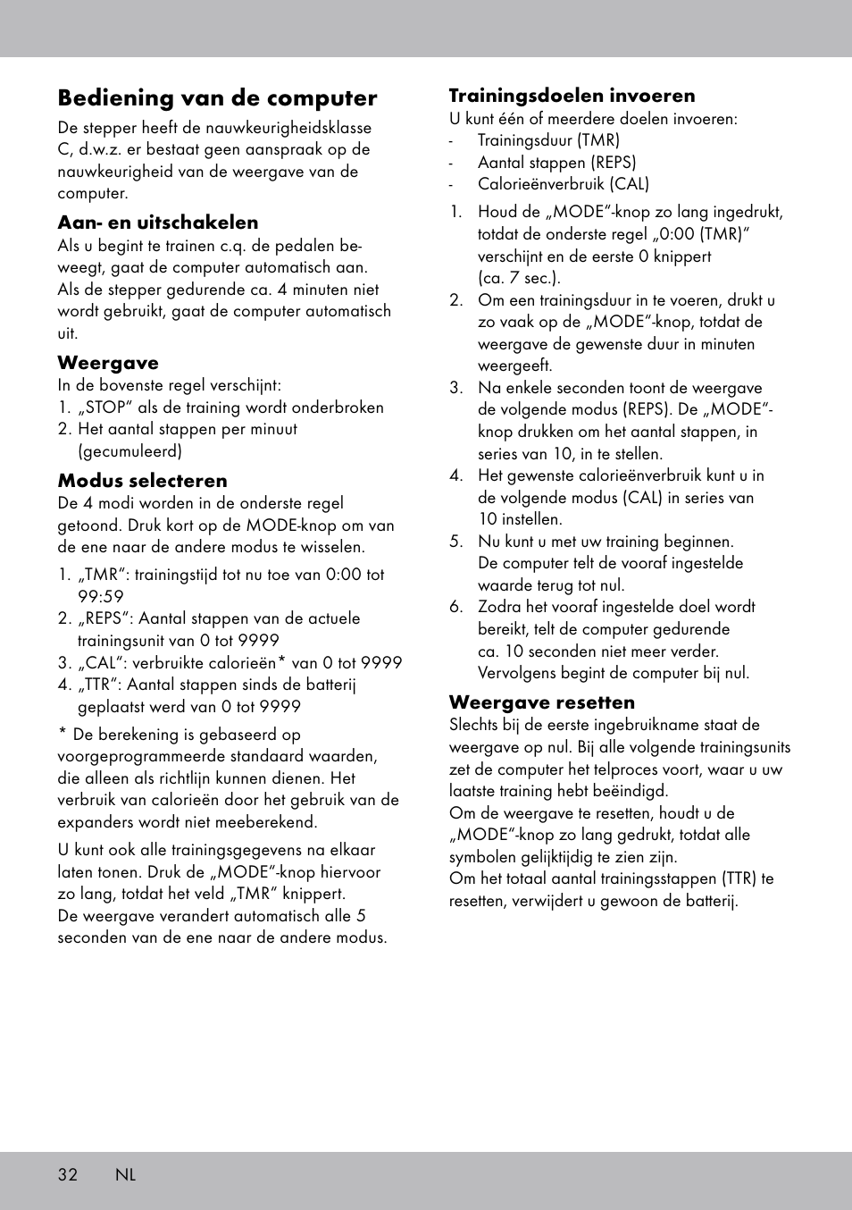 Bediening van de computer | Crivit SW-1652 User Manual | Page 30 / 43