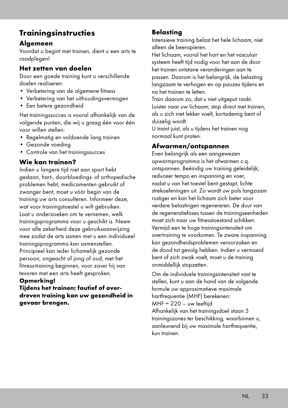 Trainingsinstructies | Crivit SW-1652 User Manual | Page 31 / 43