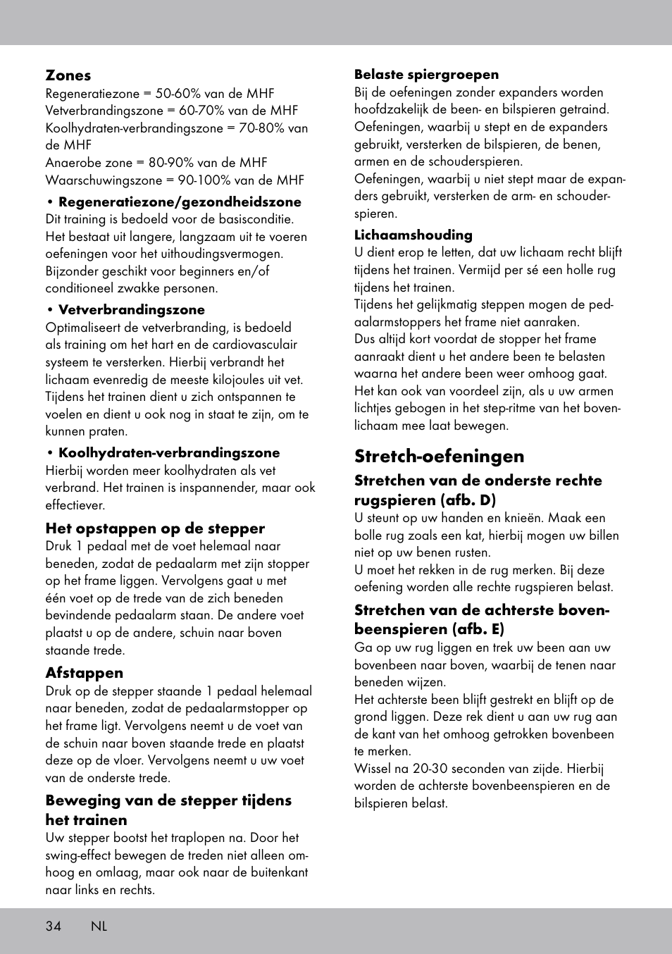 Stretch-oefeningen | Crivit SW-1652 User Manual | Page 32 / 43