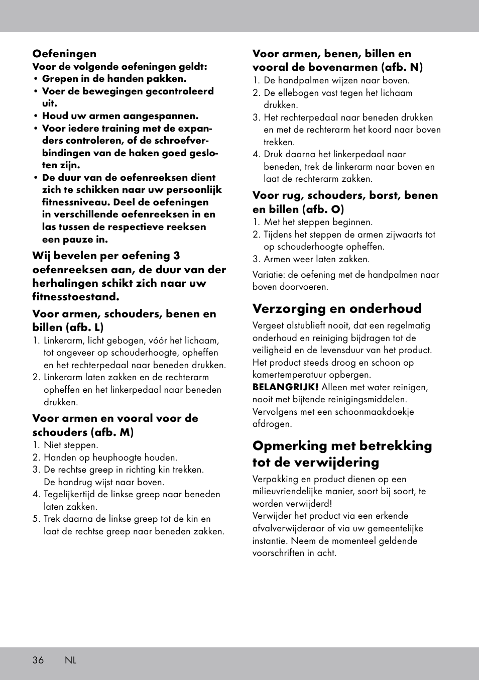 Verzorging en onderhoud, Opmerking met betrekking tot de verwijdering | Crivit SW-1652 User Manual | Page 34 / 43