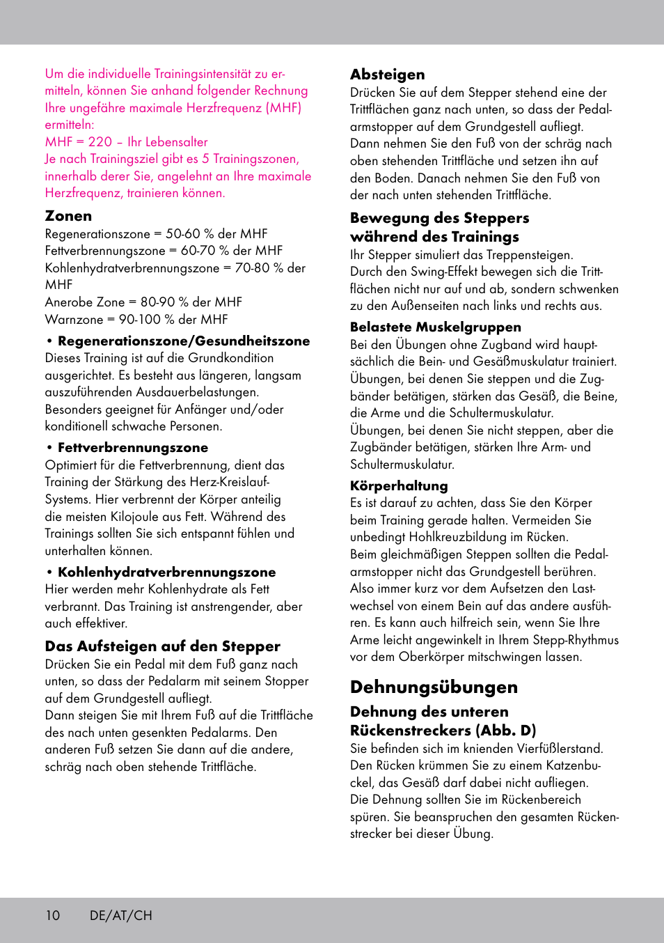 Dehnungsübungen | Crivit SW-1652 User Manual | Page 8 / 43