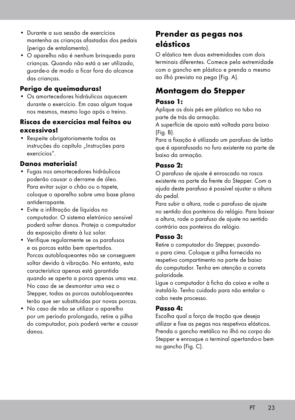 Prender as pegas nos elásticos, Montagem do stepper | Crivit SW-1652 User Manual | Page 21 / 43