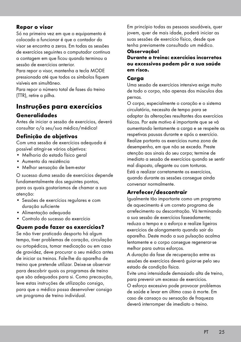 Instruções para exercícios | Crivit SW-1652 User Manual | Page 23 / 43