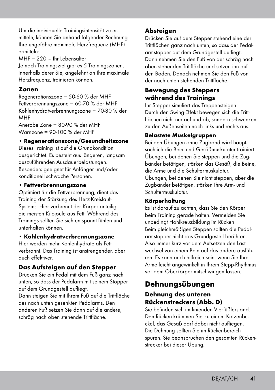 Dehnungsübungen | Crivit SW-1652 User Manual | Page 39 / 43