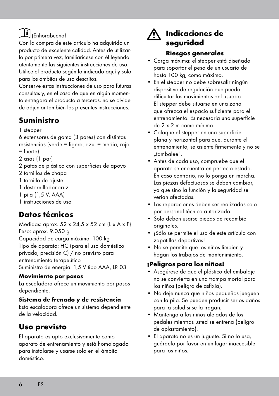Indicaciones de seguridad, Suministro, Datos técnicos | Uso previsto | Crivit SW-1652 User Manual | Page 4 / 43