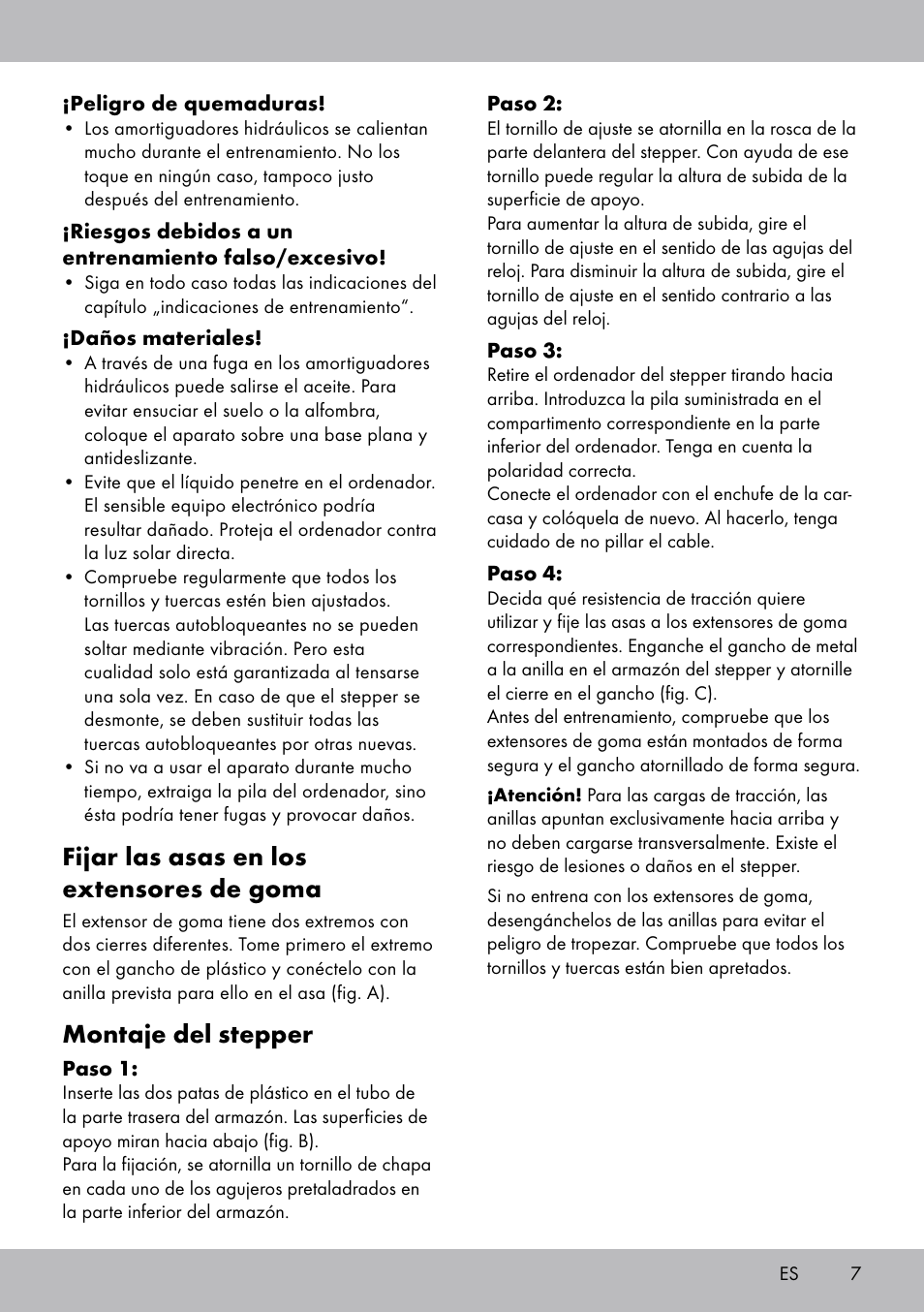 Fijar las asas en los extensores de goma, Montaje del stepper | Crivit SW-1652 User Manual | Page 5 / 43