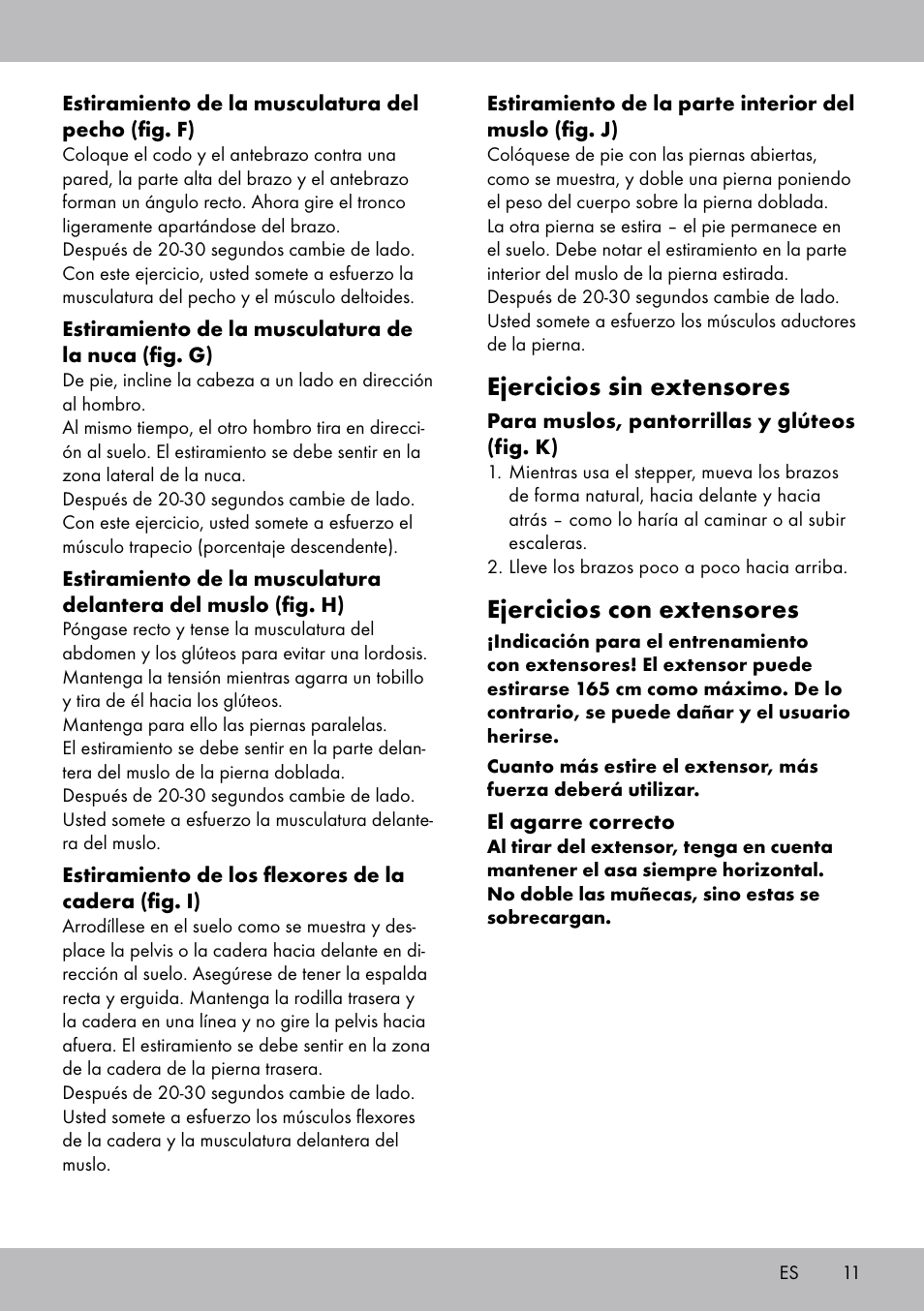 Ejercicios sin extensores, Ejercicios con extensores | Crivit SW-1652 User Manual | Page 9 / 43