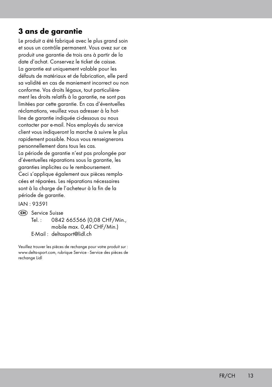3 ans de garantie | Crivit SP-1681 User Manual | Page 13 / 28