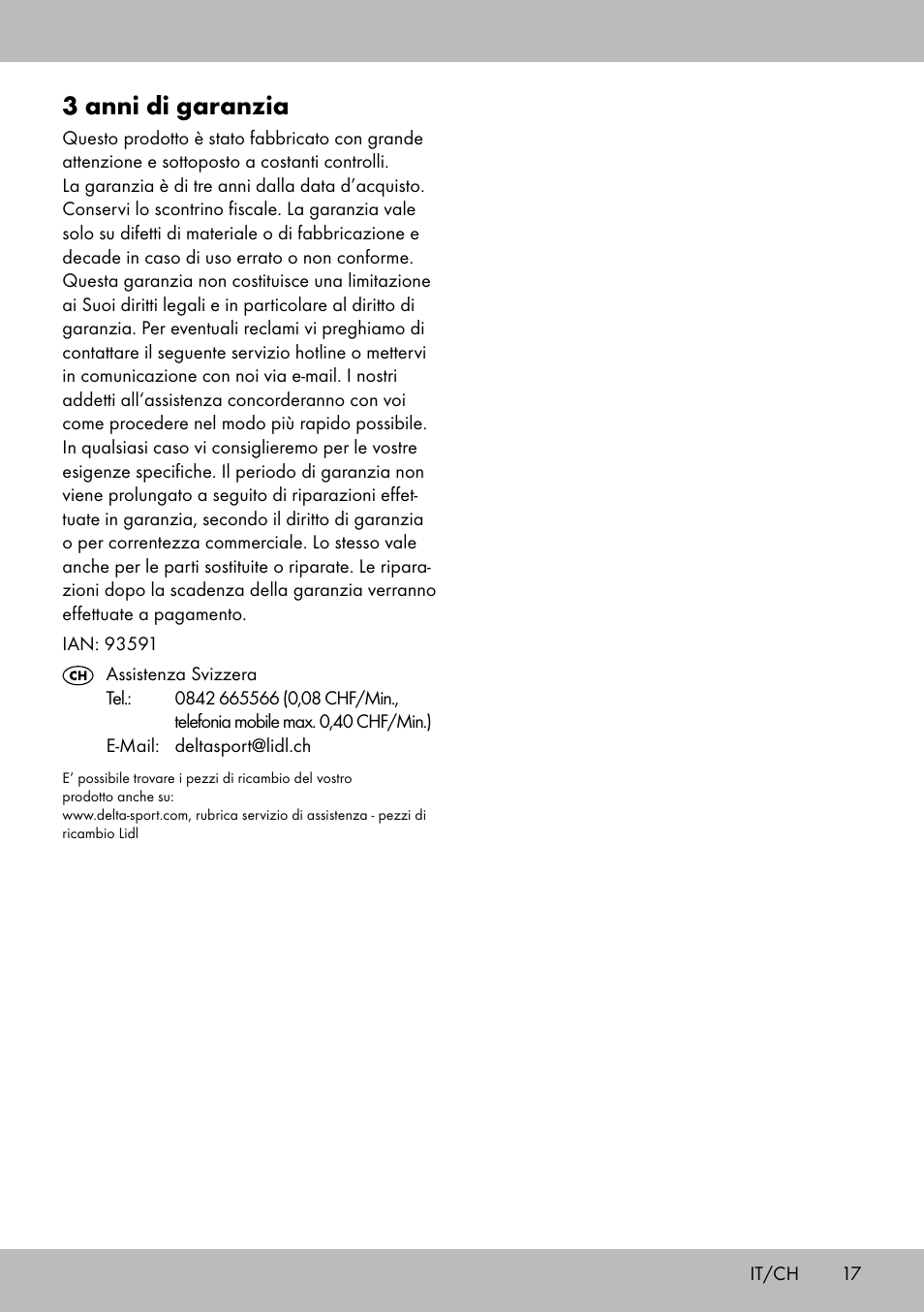 3 anni di garanzia | Crivit SP-1681 User Manual | Page 17 / 28