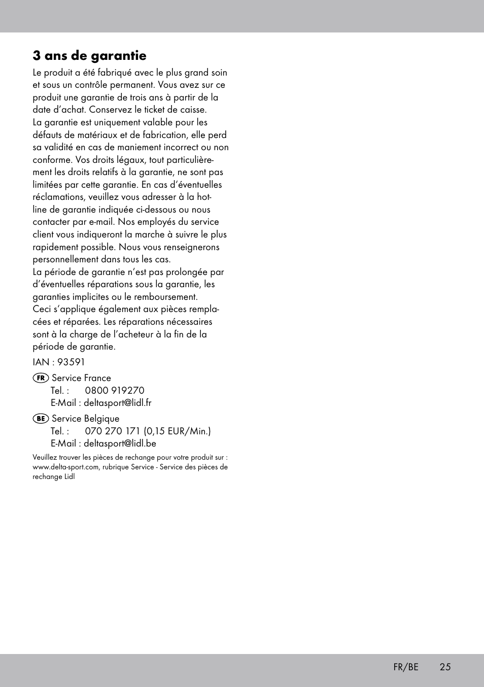 3 ans de garantie | Crivit SP-1681 User Manual | Page 25 / 36