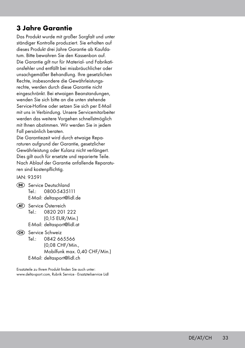 3 jahre garantie | Crivit SP-1681 User Manual | Page 33 / 36