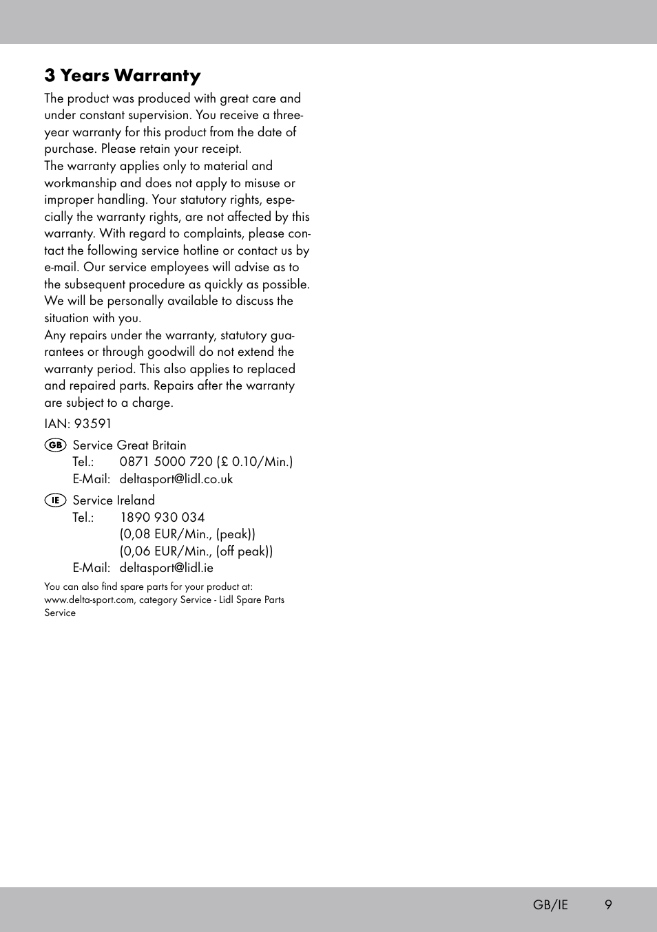 3 years warranty | Crivit SP-1681 User Manual | Page 9 / 36