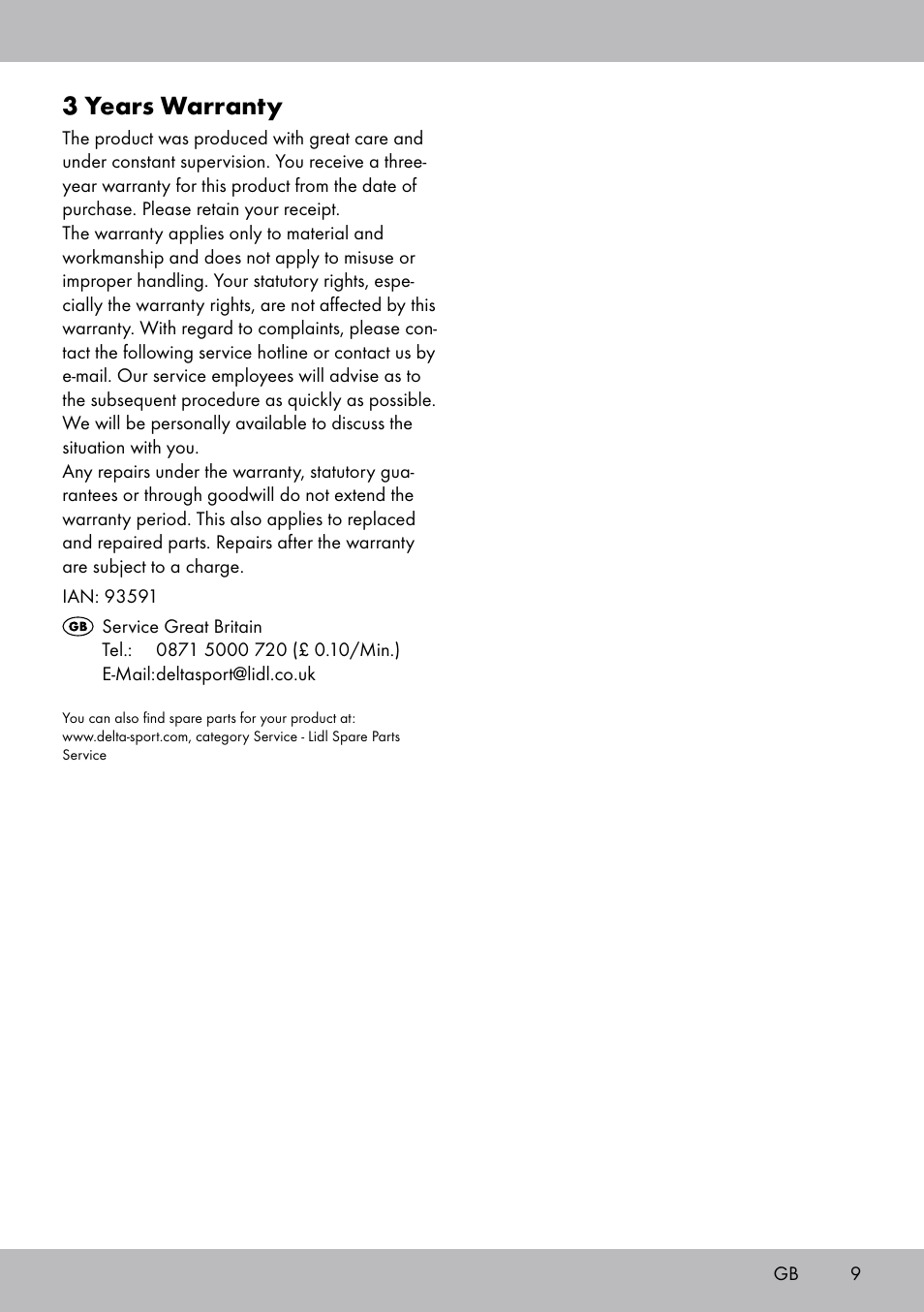 3 years warranty | Crivit SP-1681 User Manual | Page 9 / 36