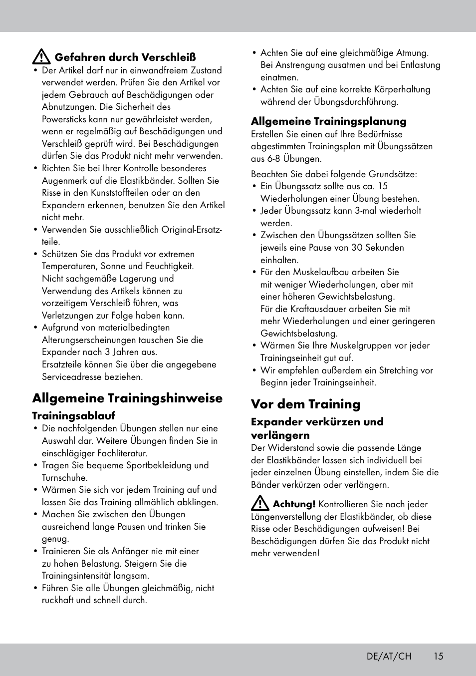 Allgemeine trainingshinweise, Vor dem training | Crivit PS-1748 User Manual | Page 15 / 20