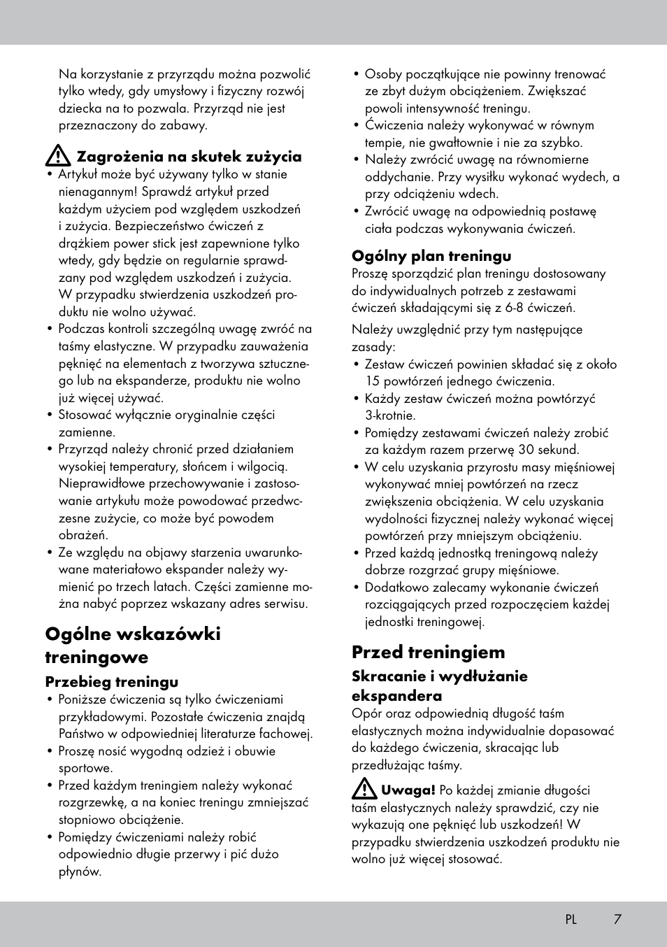 Ogólne wskazówki treningowe, Przed treningiem | Crivit PS-1748 User Manual | Page 7 / 20
