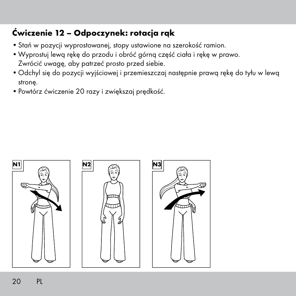 Ćwiczenie 12 – odpoczynek: rotacja rąk | Crivit Fitness Swing Stick User Manual | Page 18 / 63
