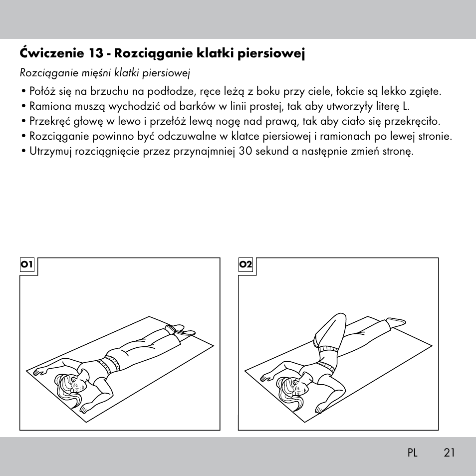 Ćwiczenie 13 - rozciąganie klatki piersiowej | Crivit Fitness Swing Stick User Manual | Page 19 / 63