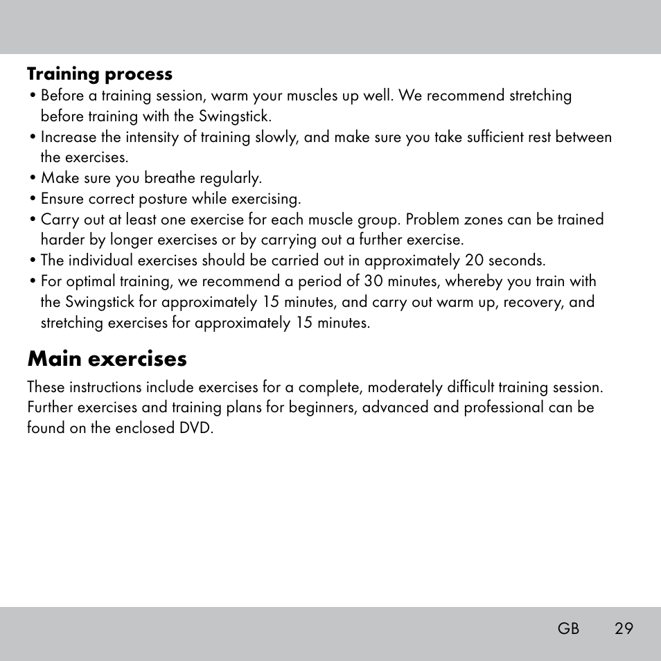 Main exercises | Crivit Fitness Swing Stick User Manual | Page 27 / 63