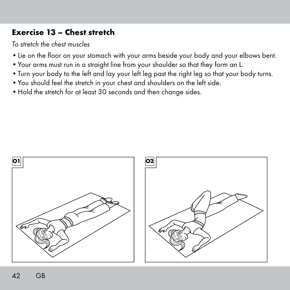 Exercise 13 – chest stretch | Crivit Fitness Swing Stick User Manual | Page 40 / 63