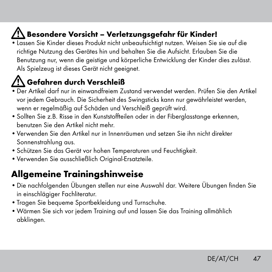 Allgemeine trainingshinweise | Crivit Fitness Swing Stick User Manual | Page 45 / 63