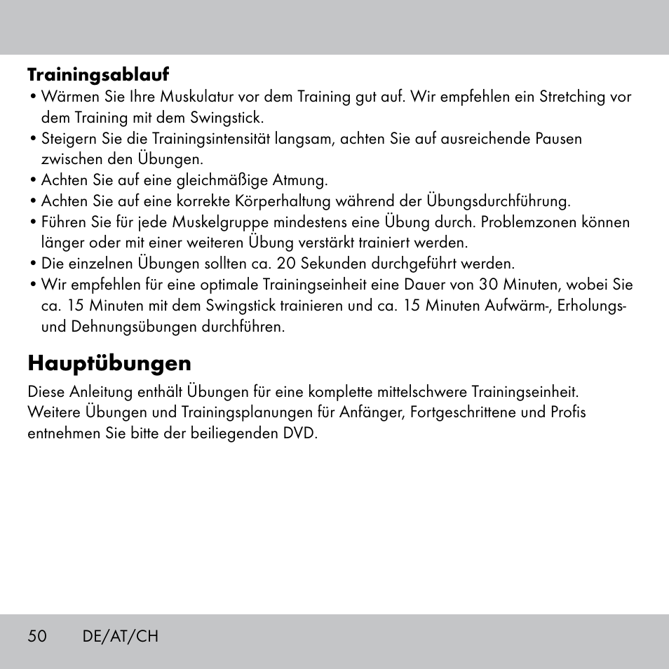 Hauptübungen | Crivit Fitness Swing Stick User Manual | Page 48 / 63
