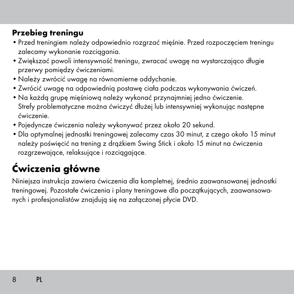 Ćwiczenia główne | Crivit Fitness Swing Stick User Manual | Page 6 / 63