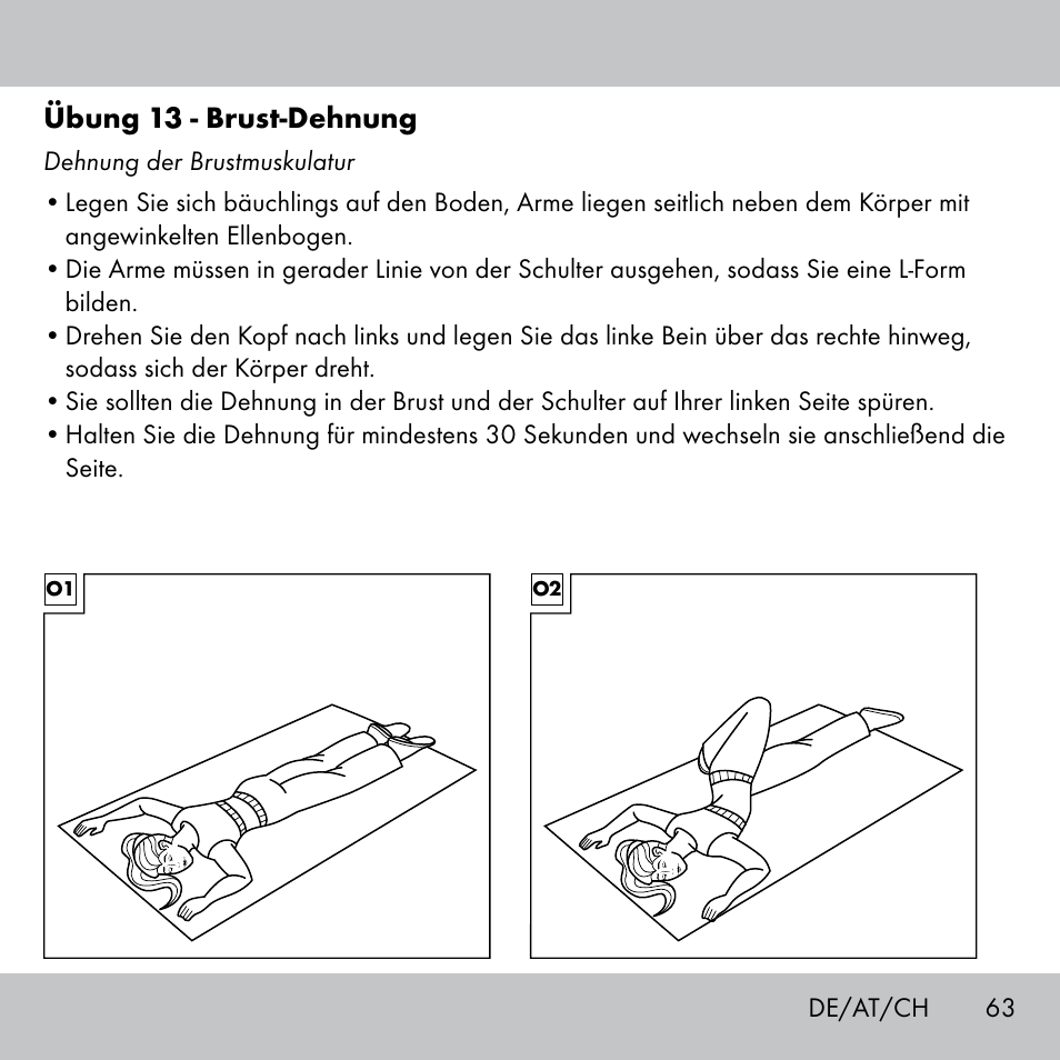 Übung 13 - brust-dehnung | Crivit Fitness Swing Stick User Manual | Page 61 / 63