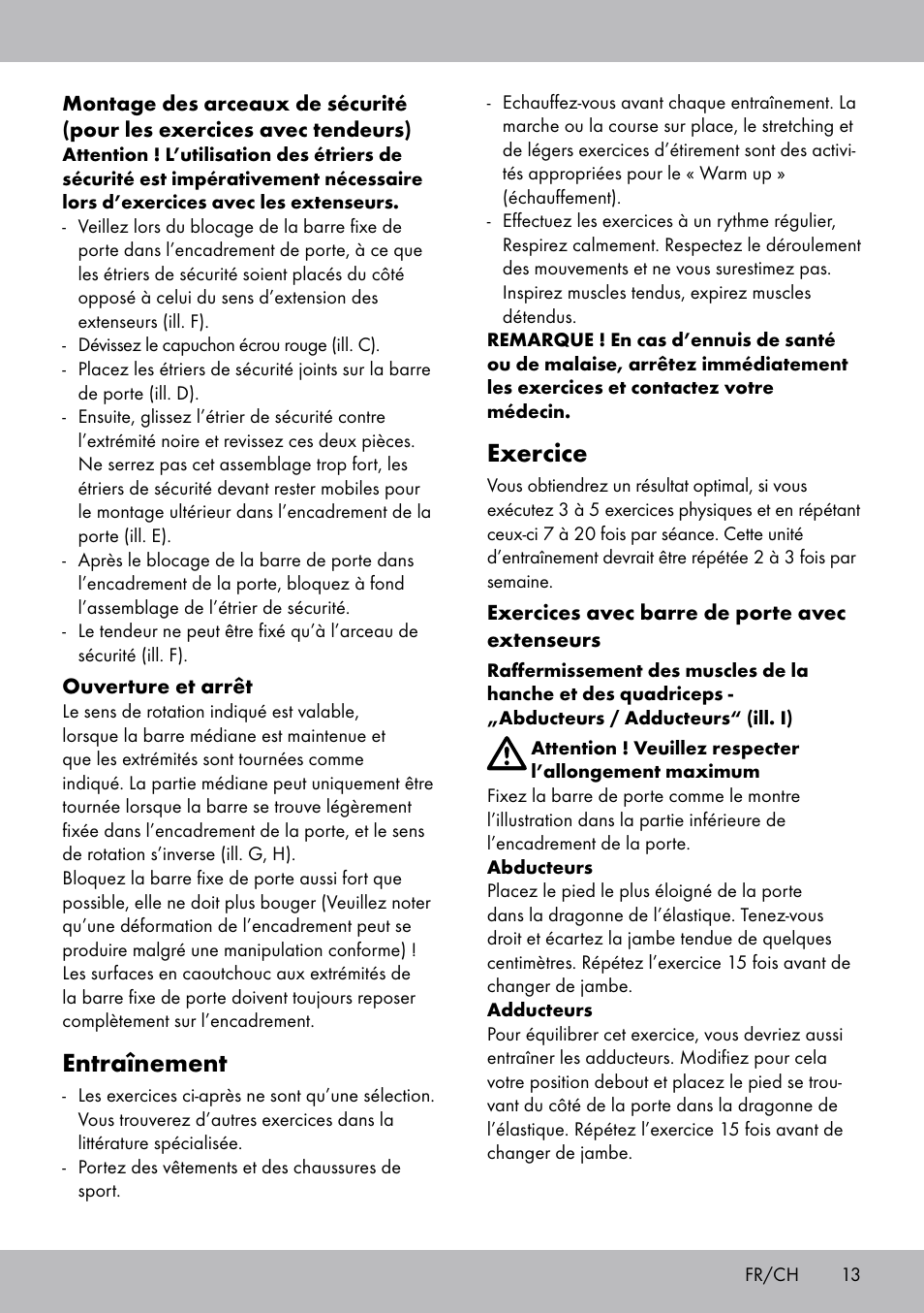 Exercice, Entraînement | Crivit TB-1443 User Manual | Page 13 / 32