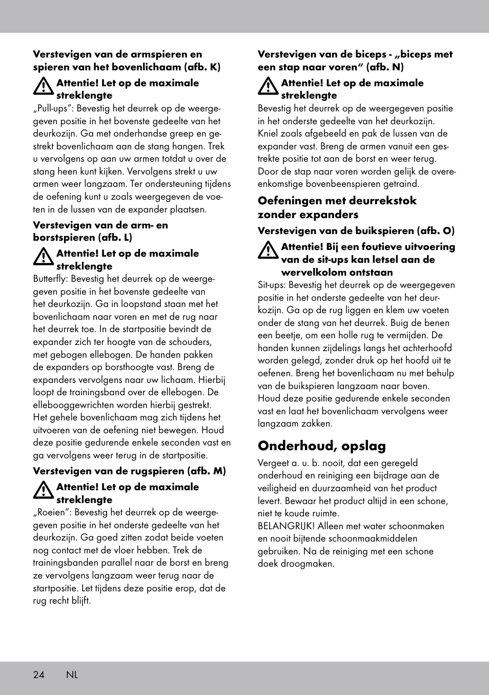 Onderhoud, opslag | Crivit TB-1443 User Manual | Page 24 / 32