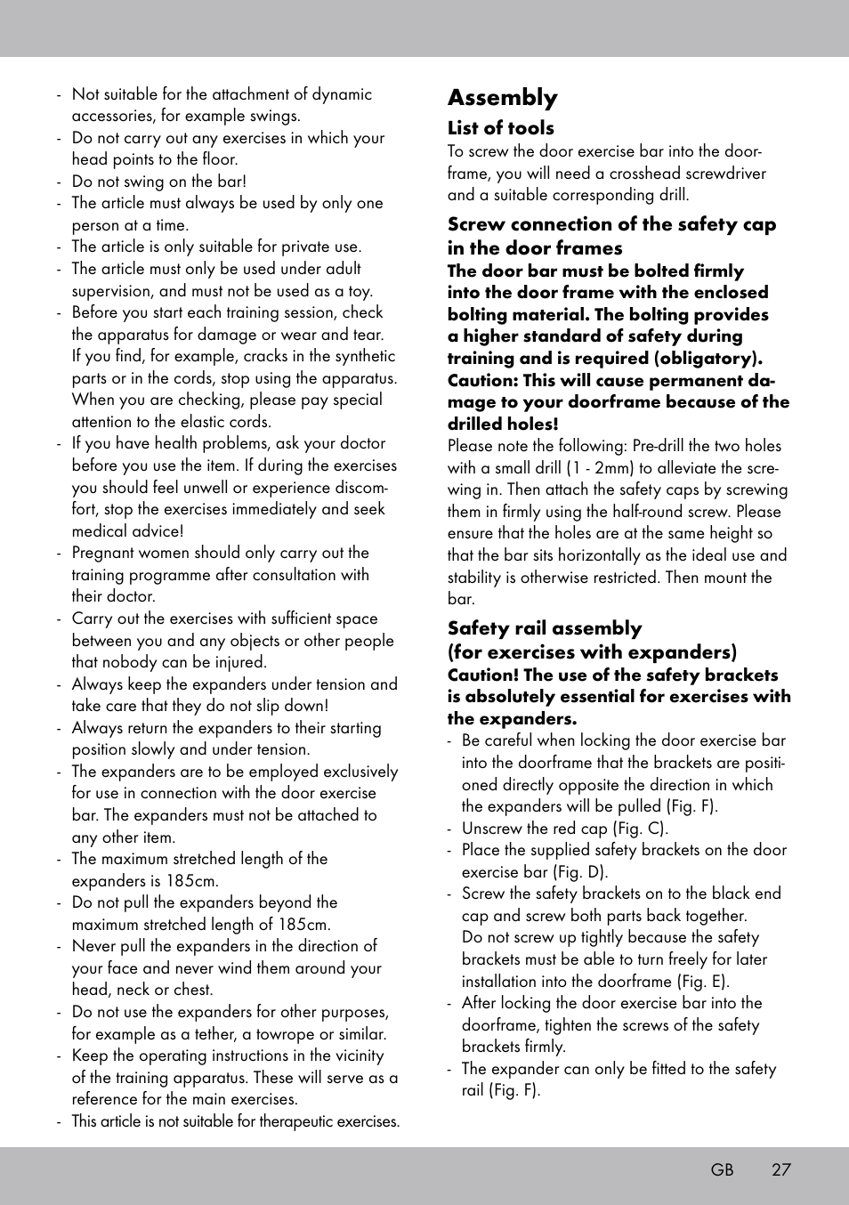 Assembly | Crivit TB-1443 User Manual | Page 27 / 32