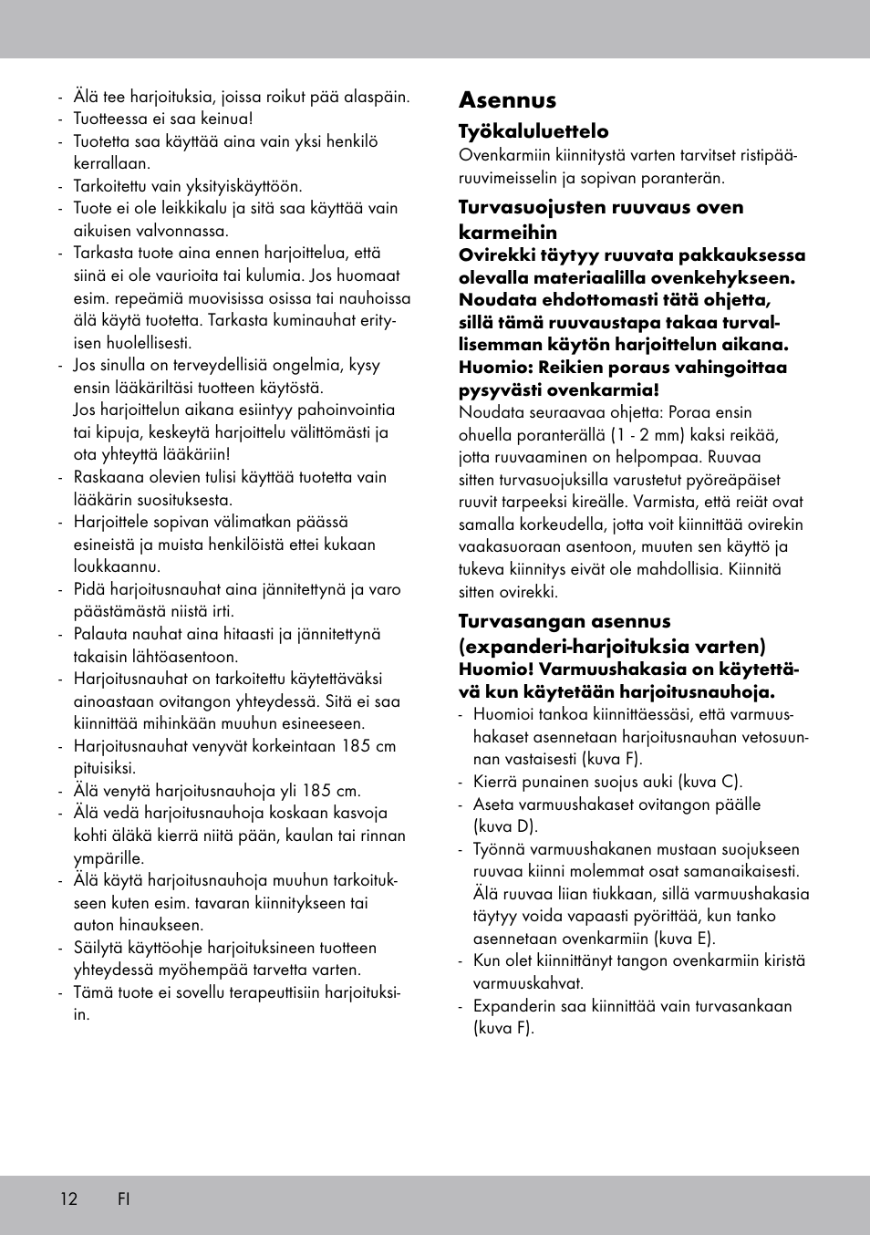Asennus | Crivit TB-1443 User Manual | Page 12 / 44