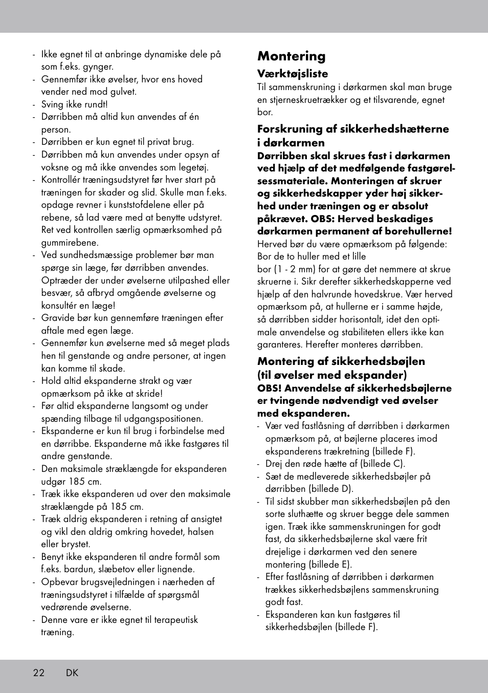 Montering | Crivit TB-1443 User Manual | Page 22 / 44